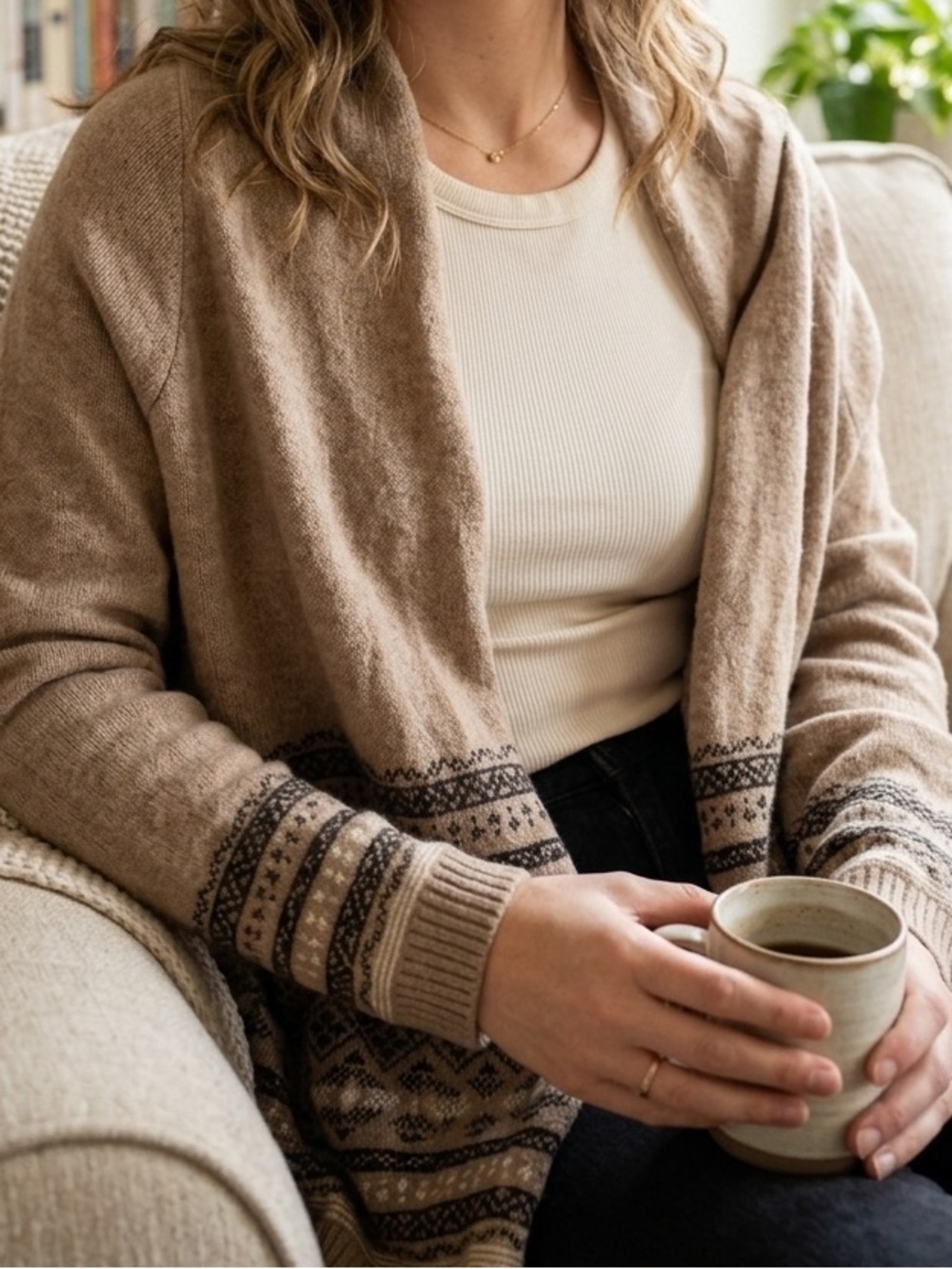 Lands' End Patterned Wool Blend Cardigan